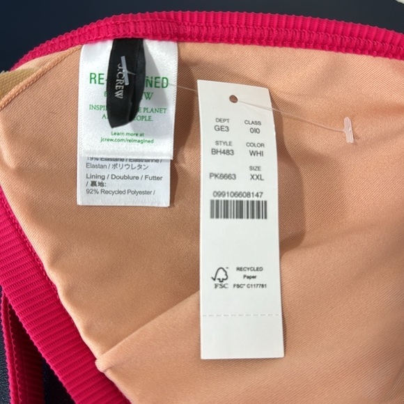 J. Crew Ribbed Triangle Bikini Top XXL Pink New BH483 - Picture 7 of 13